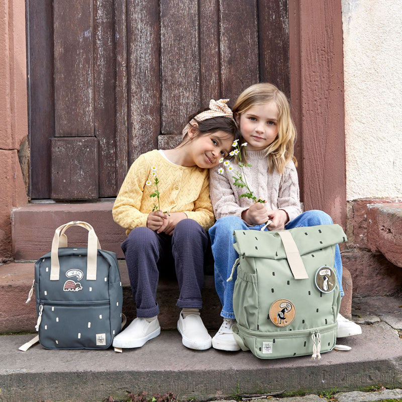 Lässig kleiner Rucksack Rolltop 'Happy Prints' in oliv