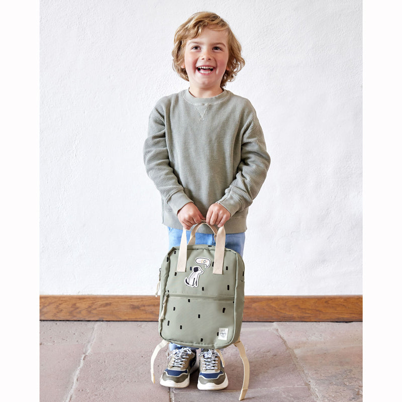 Lässig kleiner Rucksack Square 'Happy Prints' in oliv