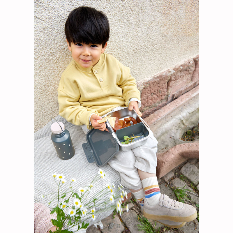 Lässig Edelstahl Brotdose 'Happy Prints' in blau