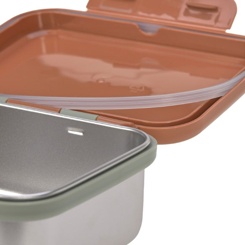 Lässig Edelstahl Brotdose 'Happy Prints' in karamell