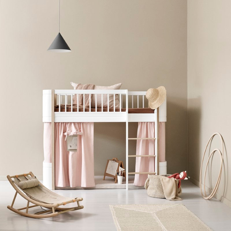 Oliver Furniture Wood Mini+ halbhohes Bett 68x162cm in weiß/Eiche