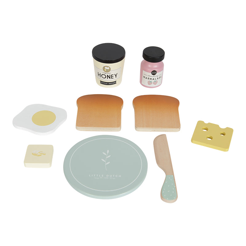 Little Dutch Holzspielzeug Toaster Set 10-teilig mint
