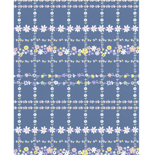 Eijffinger Rice "Everyday Magic" Tapete Floral kariert in dunkelblau