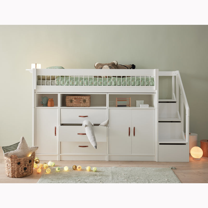 LIFETIME 'Breeze' all in one halbhohes Bett mit Treppe 90x200cm in weiß