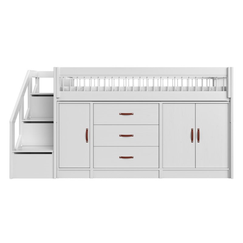 LIFETIME 'Breeze' all in one halbhohes Bett mit Treppe 90x200cm in weiß