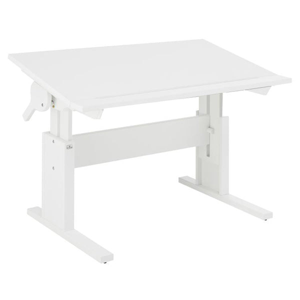 LIFETIME höhenverstellbarer Schreibtisch mit neigbarer Tischplatte in weiß oder white wash - Breite 120cm