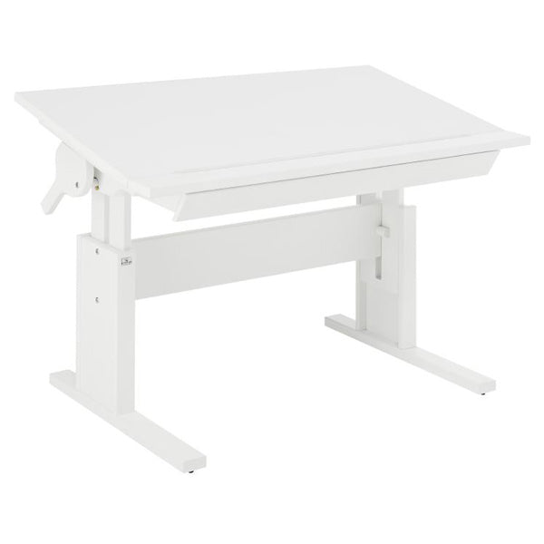 LIFETIME höhenverstellbarer Schreibtisch mit neigbarer Tischplatte in weiß oder white wash - Breite 120cm