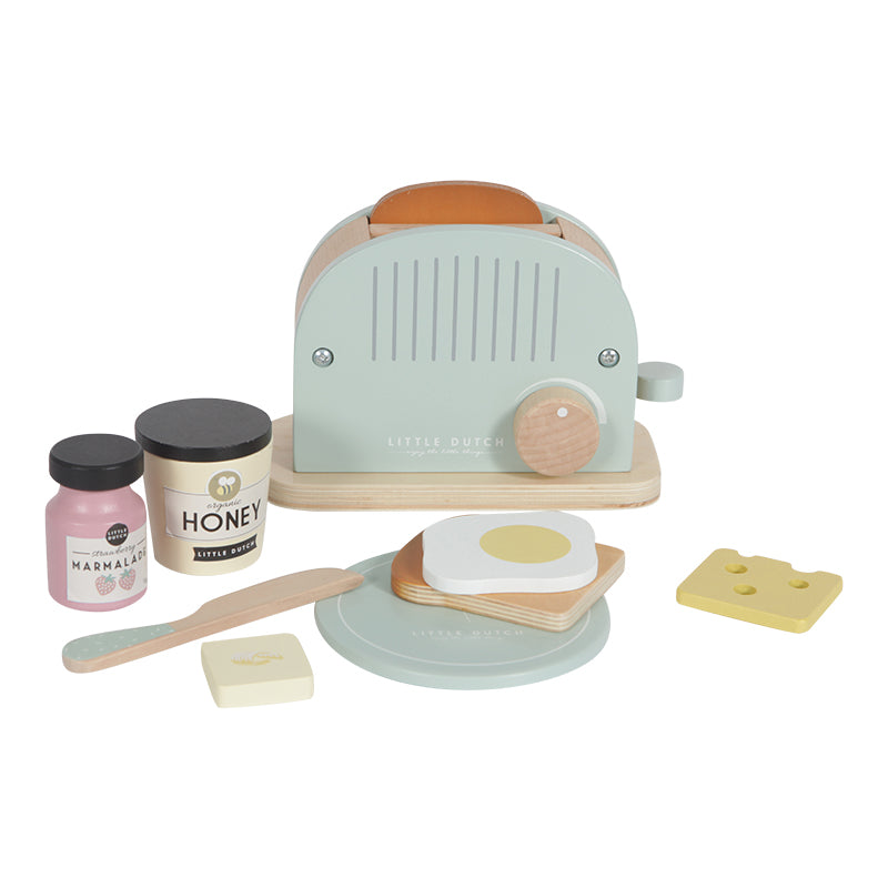 Little Dutch Holzspielzeug Toaster Set 10-teilig mint