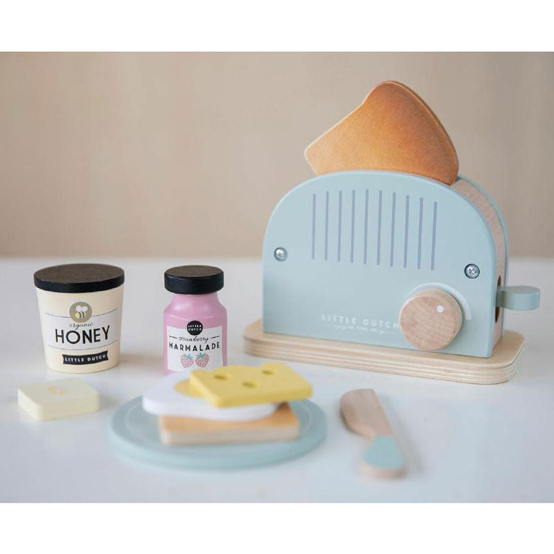 Little Dutch Holzspielzeug Toaster Set 10-teilig mint