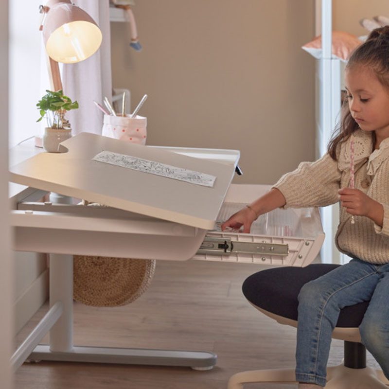 LIFETIME elektrisch verstellbarer Schreibtisch ERGO mit Klappteil links