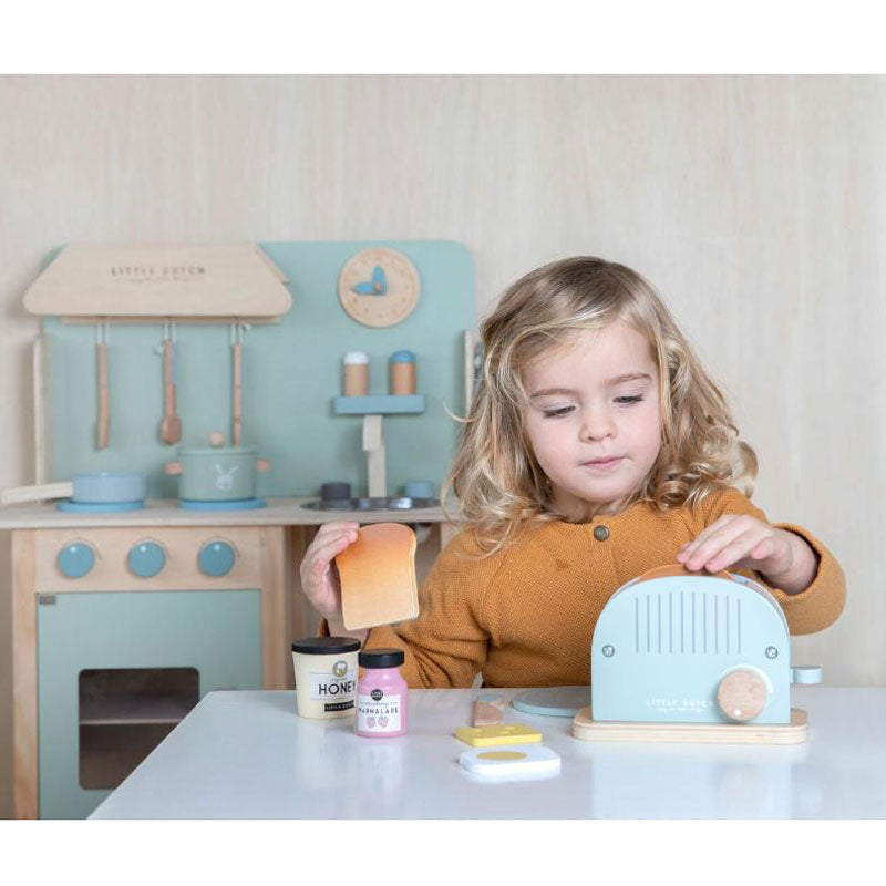 Little Dutch Holzspielzeug Toaster Set 10-teilig mint