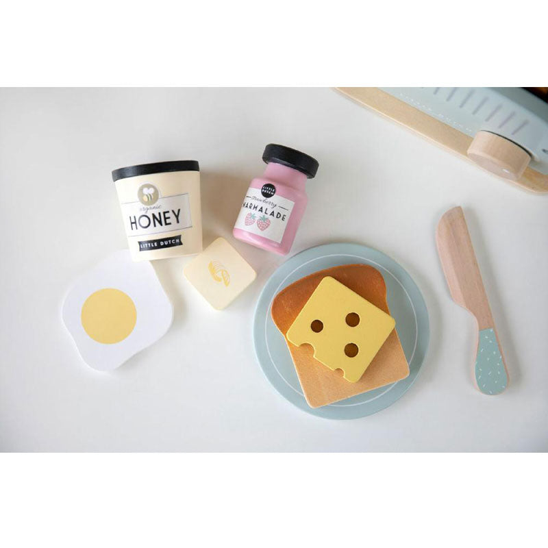 Little Dutch Holzspielzeug Toaster Set 10-teilig mint