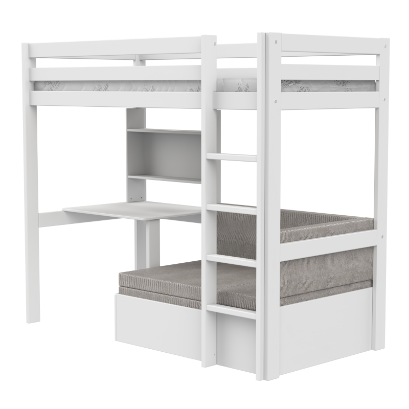 LIFETIME Elements Hochbett 'Study & Relax' 90x200cm in weiß