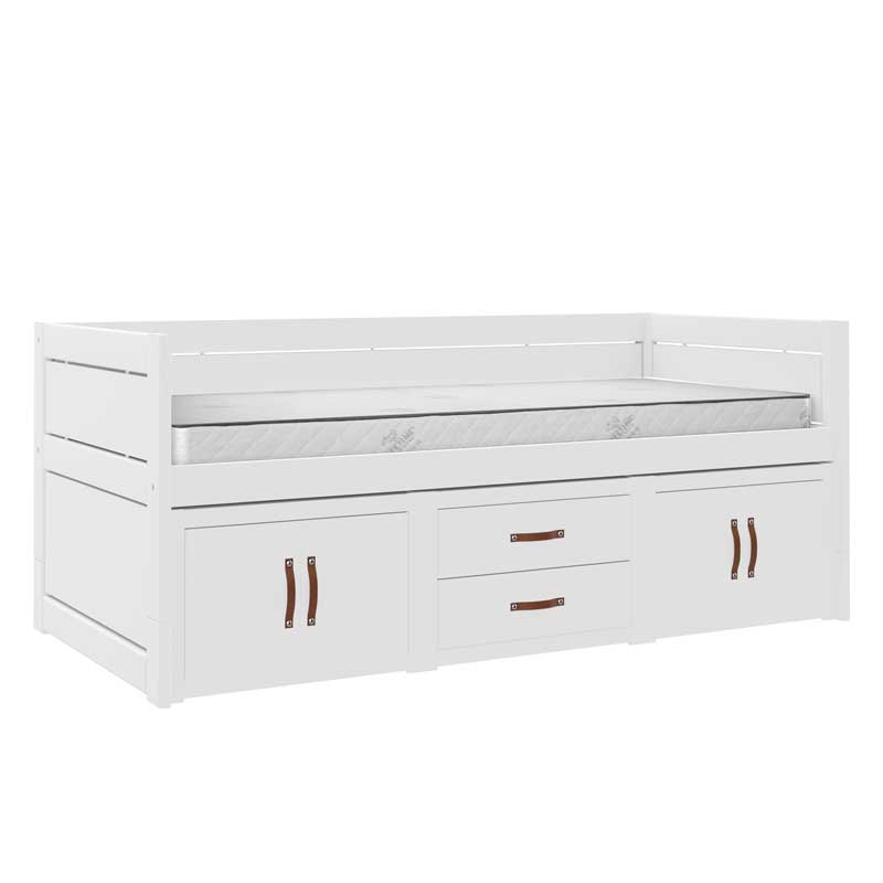 LIFETIME Kojenbett 90x200cm mit Regalmodul (wie abgebildet) in weiß oder white wash