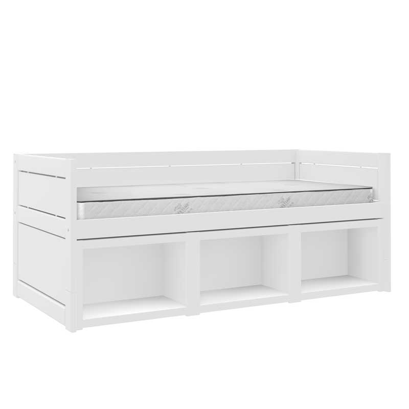 LIFETIME Kojenbett 90x200cm mit Regalmodul (wie abgebildet) in weiß oder white wash