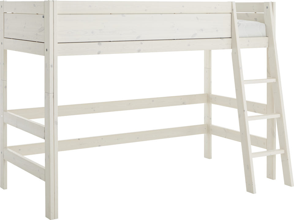 LIFETIME Hochbett 152cm mit schräger Leiter in weiß oder white wash