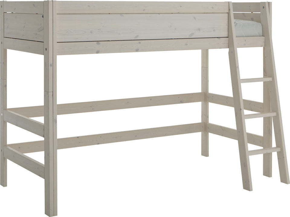 LIFETIME Hochbett 152cm mit schräger Leiter in weiß oder white wash