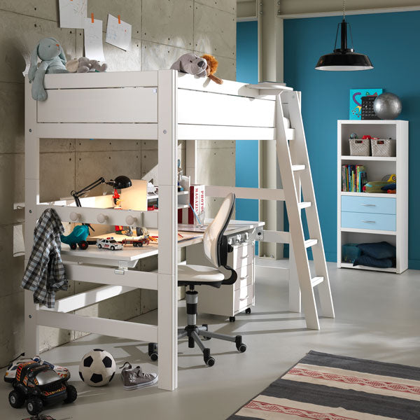 LIFETIME Hochbett XL 177cm mit schräger Leiter in weiß oder white wash