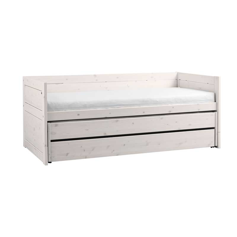 LIFETIME Kojenbett 90x200cm mit Gästebett und Bettkasten in weiß oder white wash