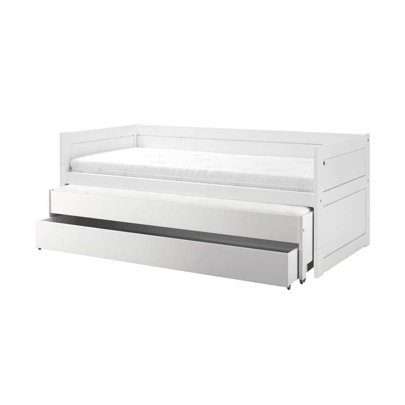 LIFETIME Kojenbett 90x200cm mit Gästebett und Bettkasten in weiß oder white wash