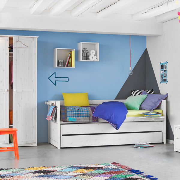 LIFETIME Bett 90x200cm aus Vollholz in weiß und white wash