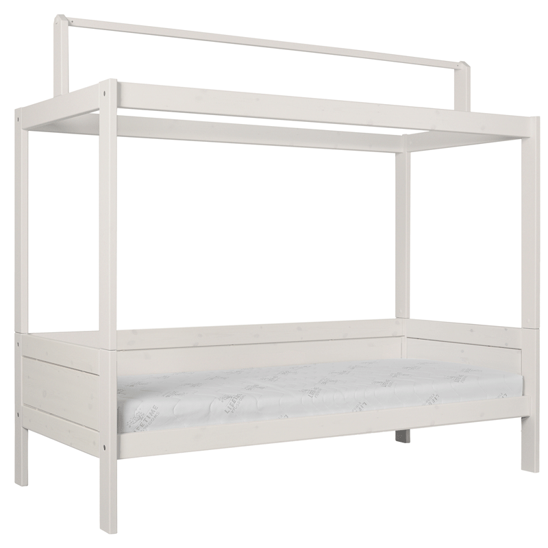 LIFETIME Basisbett 90x200cm mit Dachkonstruktion für Stoffdach - Bett in weiß oder white wash