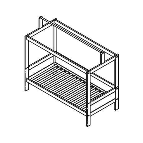 LIFETIME Basisbett 90x200cm mit Dachkonstruktion für Stoffdach - Bett in weiß oder white wash