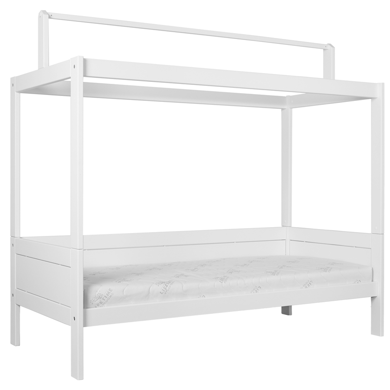 LIFETIME Basisbett 90x200cm mit Dachkonstruktion für Stoffdach - Bett in weiß oder white wash