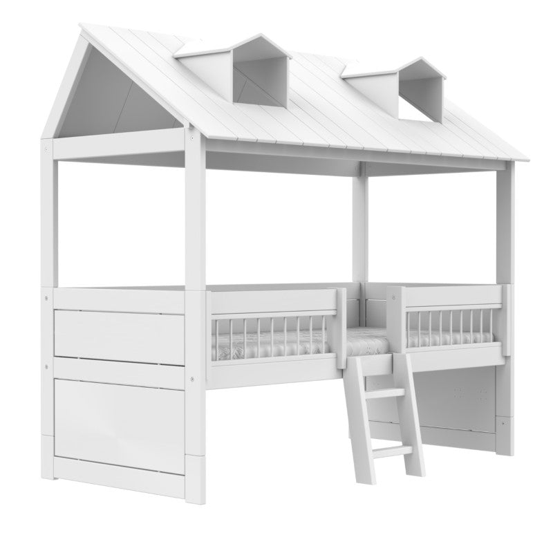 LIFETIME Kojenbett Beachhouse 90x200cm in weiß mit Leiter - Regale unter Bett separat