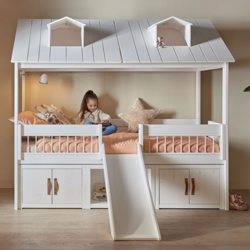 LIFETIME Kojenbett Beachhouse 90x200cm in weiß mit Leiter - Regale unter Bett separat