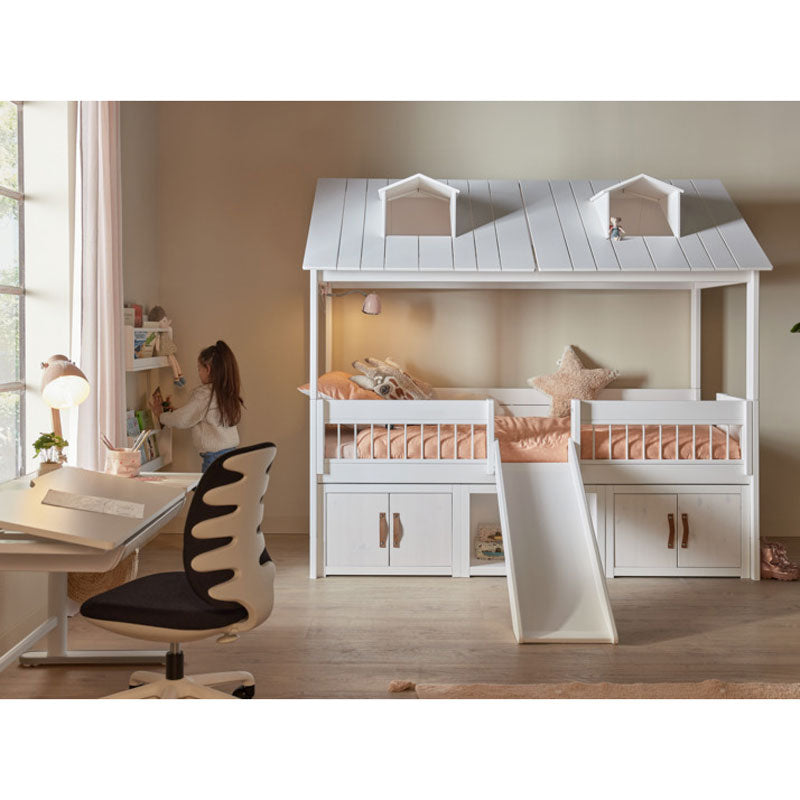 LIFETIME Kojenbett Beachhouse 90x200cm in weiß mit Leiter - Regale unter Bett separat