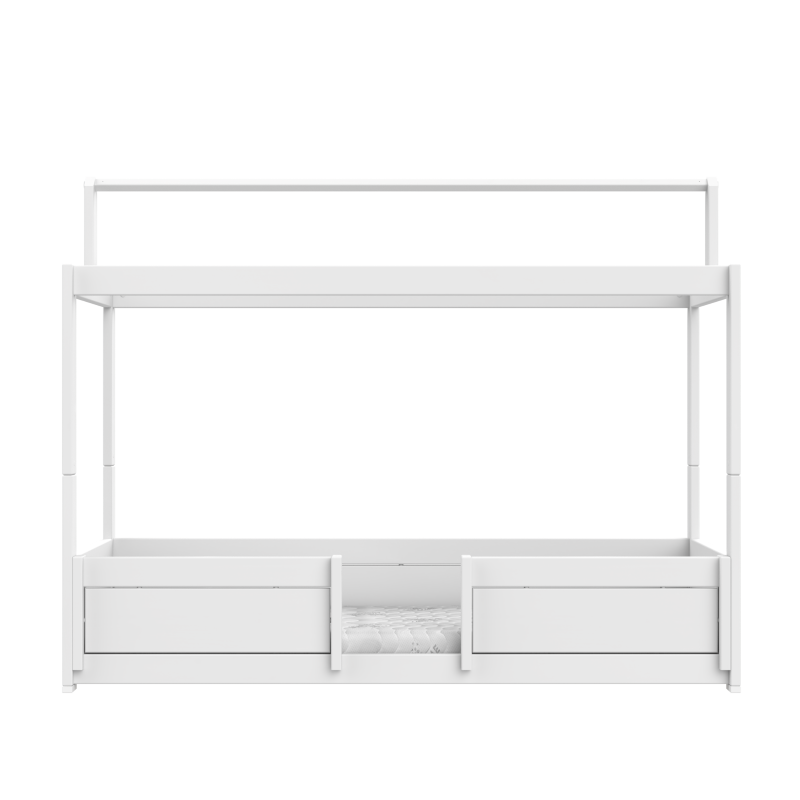 LIFETIME 4-in-1 Bett inklusive Stoffdach und Rückwand 'Panda Paradise'  - Bett in weiß oder white wash