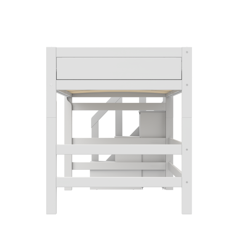LIFETIME Original Mittelhochbett mit Treppe in 120x200cm in weiß oder white wash
