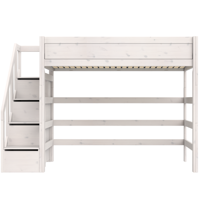 LIFETIME Original Hochbett mit Treppe in 120x200cm in weiß oder white wash