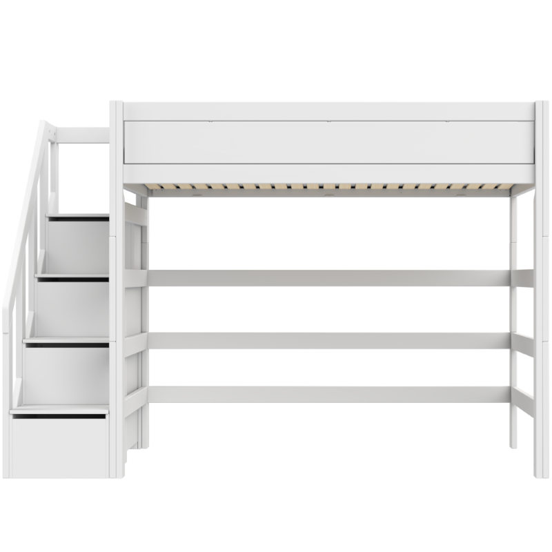 LIFETIME Original Hochbett mit Treppe in 120x200cm in weiß oder white wash