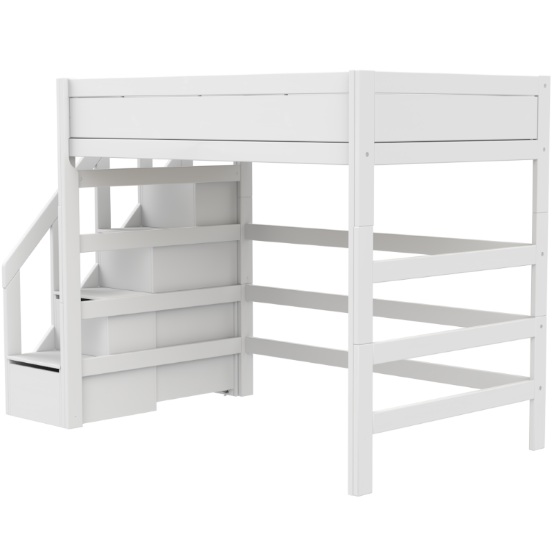 LIFETIME Original Hochbett mit Treppe in 120x200cm in weiß oder white wash