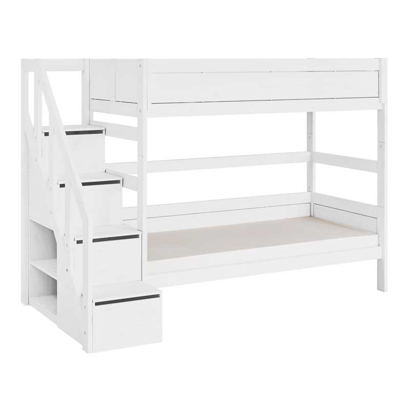LIFETIME Etagenbett mit Treppe, Höhe 177cm in 90x200cm in weiß oder white wash