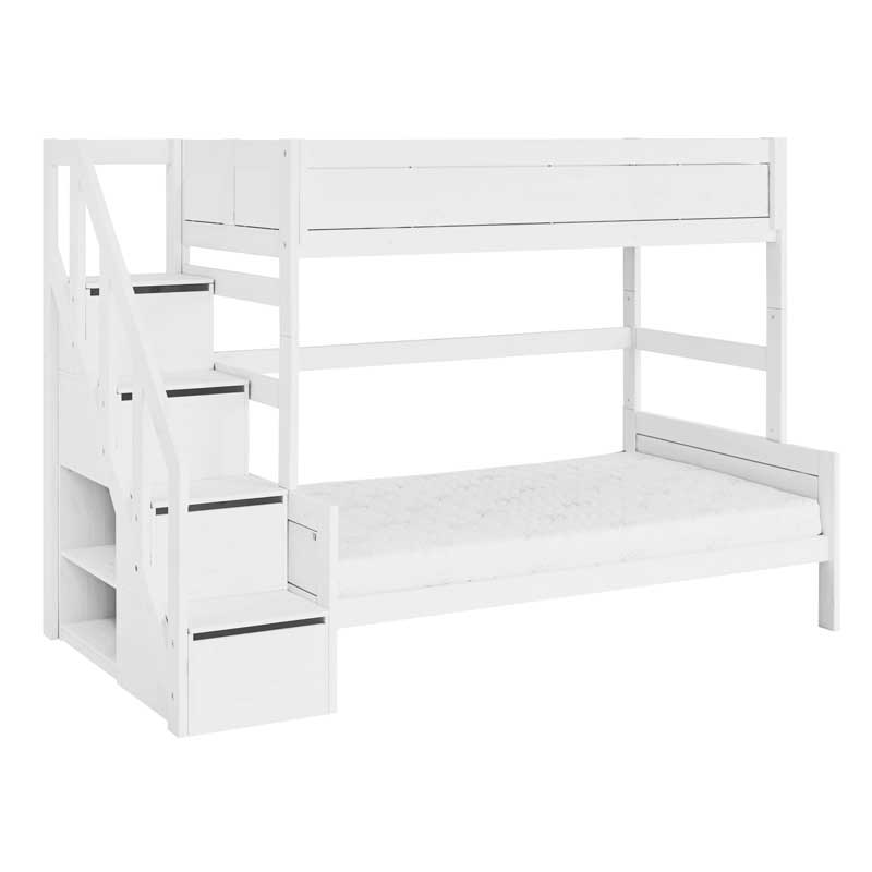 LIFETIME Family Etagenbett mit Treppe in 90 bzw. 120x200cm in weiß oder white wash