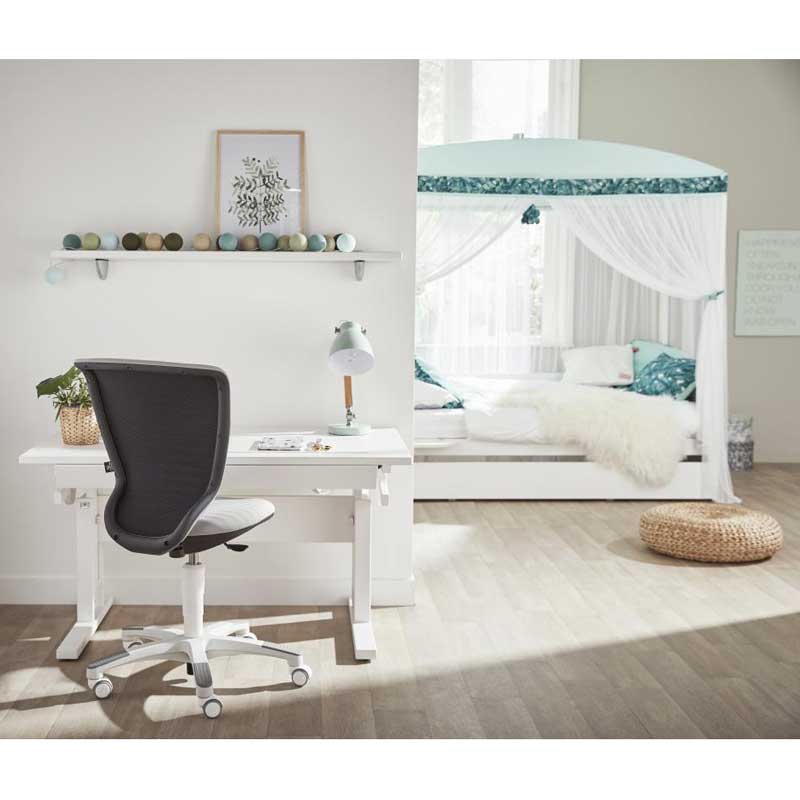 LIFETIME Schreibtischlampe weiß mit Holzdetail