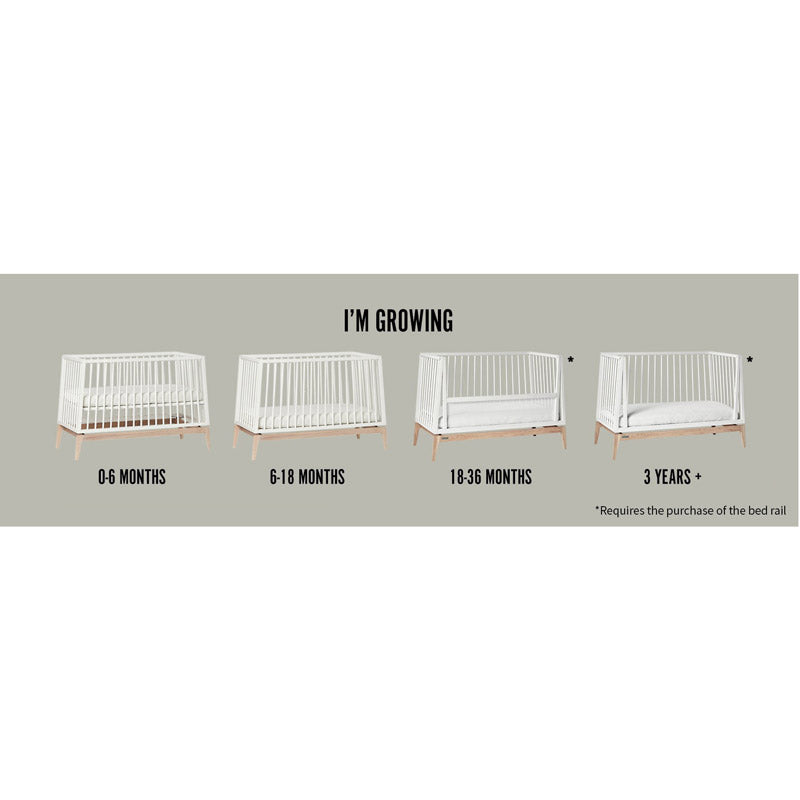 Leander Luna Babybett in Weiß/Eiche 70x140cm