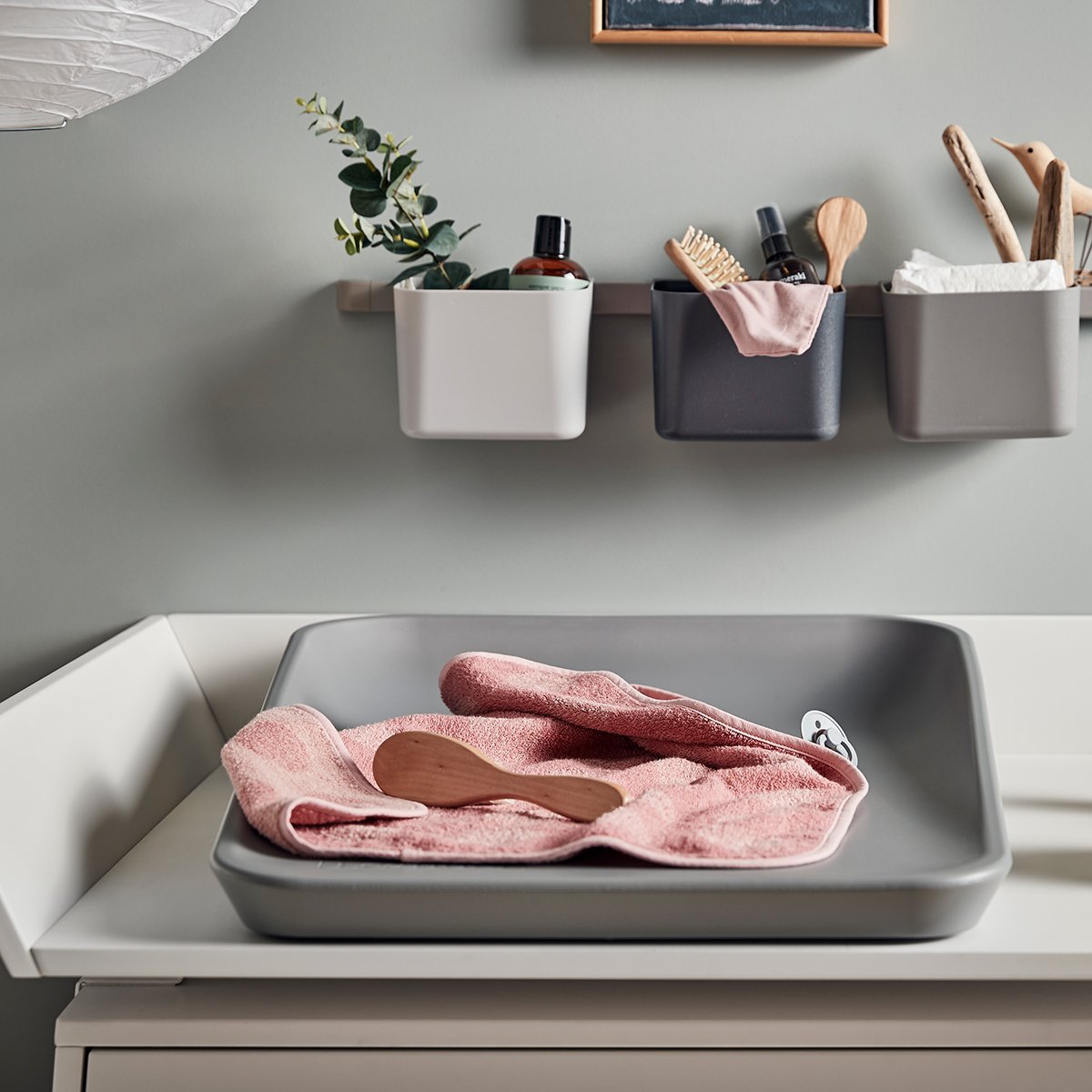 Leander Organisationselemente 3 Stück mit 1 langen Schiene in Dusty Grey