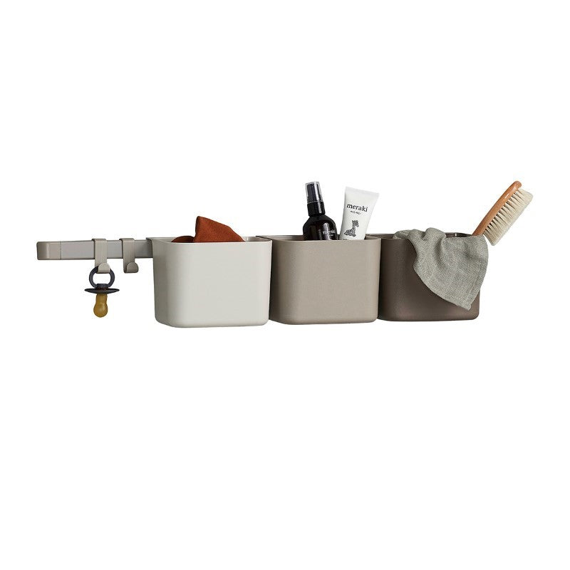 Leander Organisationselemente 3 Stück mit 1 langen Schiene in Cappucino AUSSTELLUNGSSTÜCK