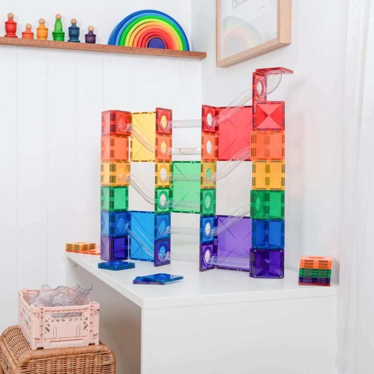 Connetix Magnetbausteine Rainbow Super Ball Run Rennbahn 134 Teile SPECIAL EDITION