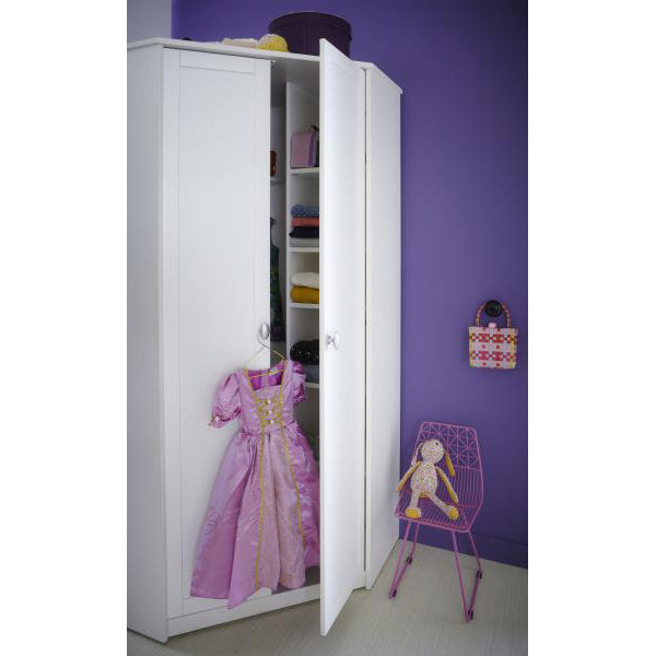 LIFETIME 2-türiger Kleiderschrank in weiß oder white wash - 100x203cm - Griffe wählbar