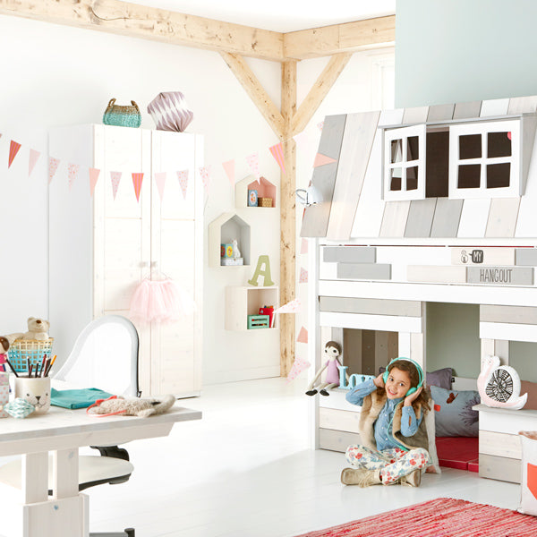 LIFETIME 2-türiger Kleiderschrank in weiß oder white wash - 100x203cm - Griffe wählbar