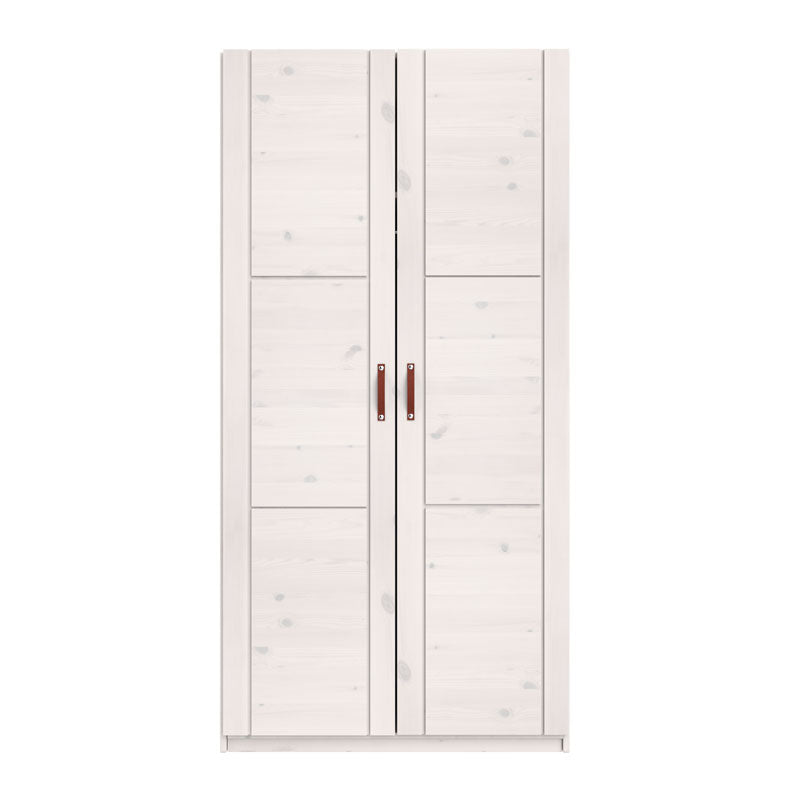LIFETIME 2-türiger Kleiderschrank in weiß oder white wash - 100x201,5cm - Griffe wählbar