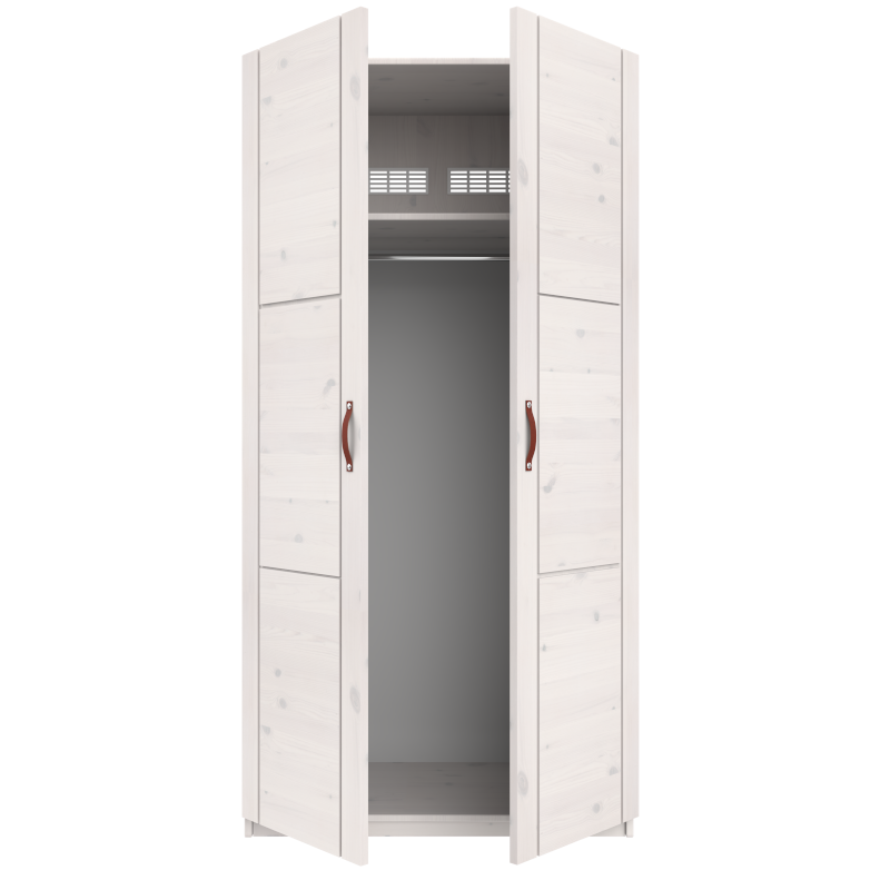 LIFETIME 2-türiger Kleiderschrank in weiß oder white wash - 100x201,5cm - Griffe wählbar