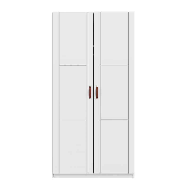 LIFETIME 2-türiger Kleiderschrank in weiß oder white wash - 100x201,5cm - Griffe wählbar