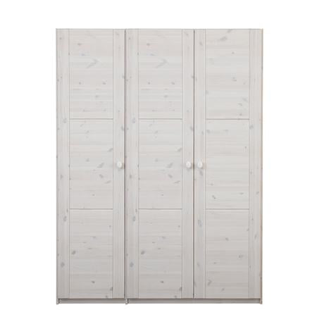 LIFETIME 3-türiger Kleiderschrank in weiß oder white wash- 150x203cm - Griffe wählbar