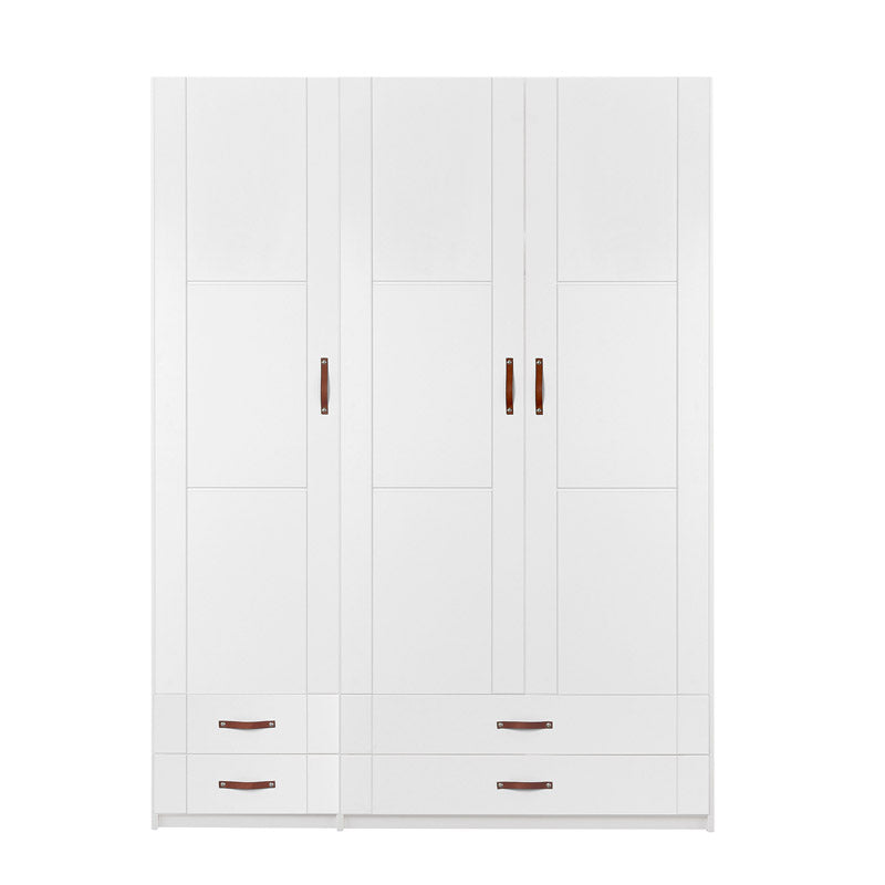 LIFETIME Kleiderschrank mit 3 Türen und 4 Schubladen in weiß oder white wash - 150x203cm - Griffe wählbar